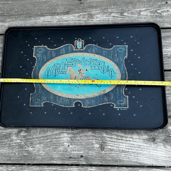 VINTAGE MID CENTURY NED HARRIS BAR WARE TRAY PAUL REVERE (20.25” x 13”) - Picture 5 of 7